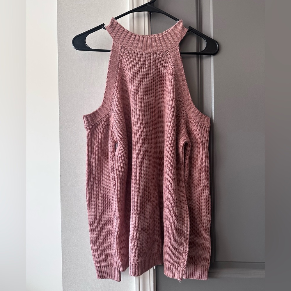 Mauve Long Sleeve Sweater with Shoulders Cut Out